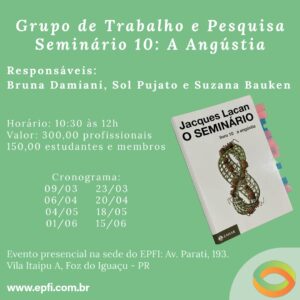 Grupo de Trabalho Seminário 10: A Angústia